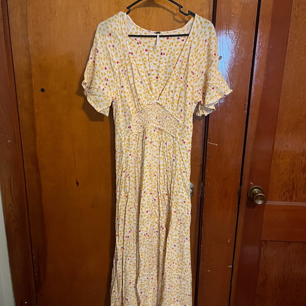 Free People Floral Yellow Maxi Dress